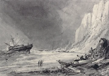 Et vrak utenfor Speeton Cliffs, Yorkshire (tegning)